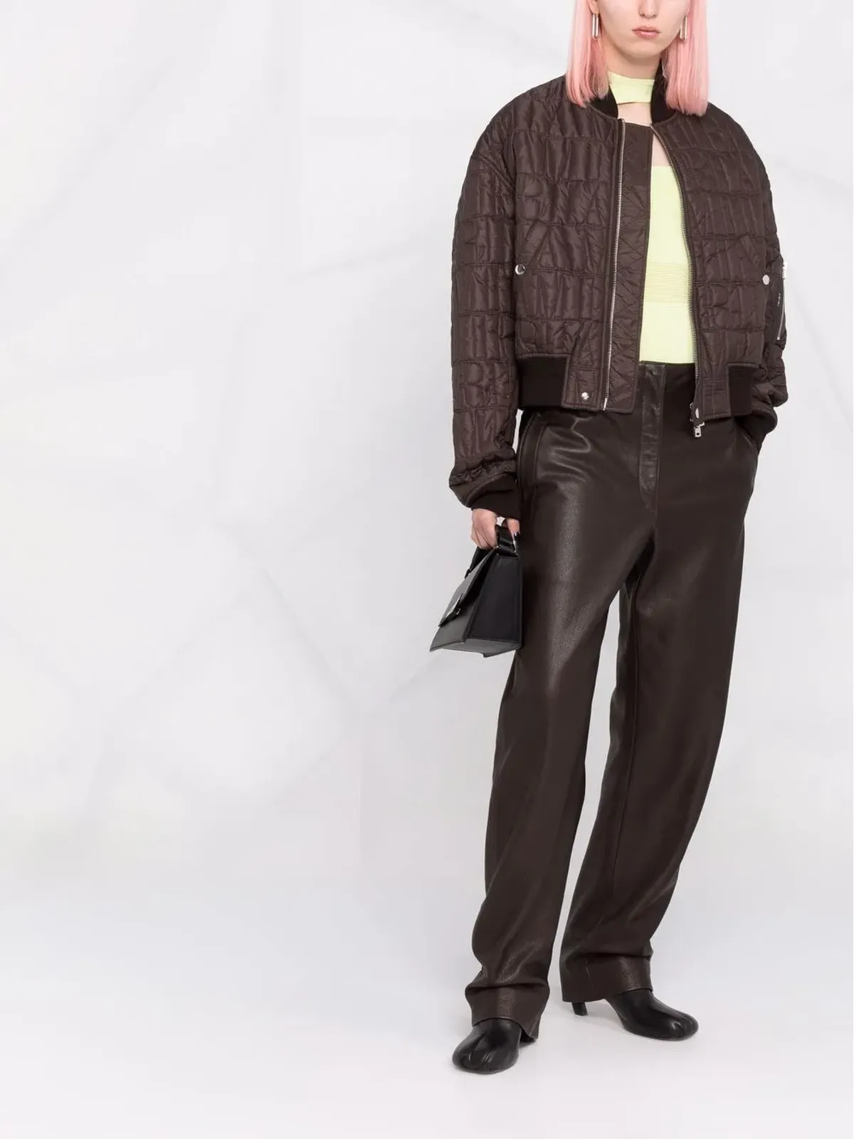 AMIRI クイルテッド クロップド ボンバー ジャケット ブラウン - 画像2
