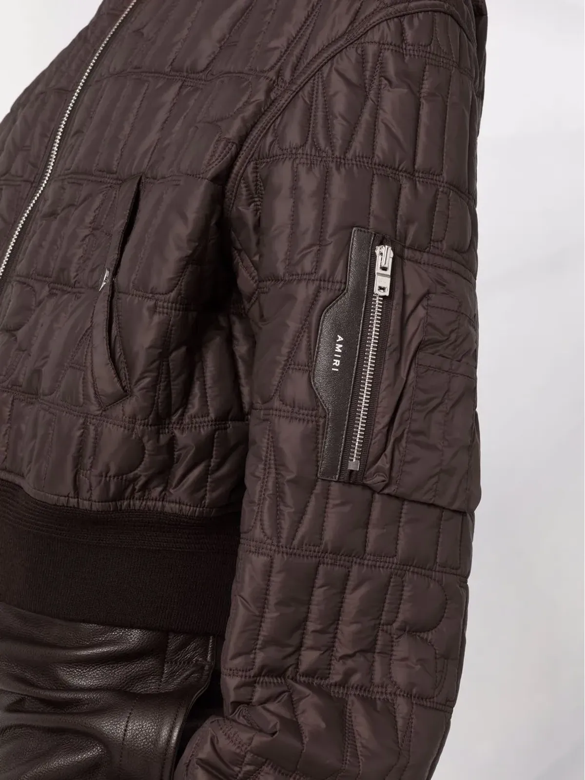 AMIRI クイルテッド クロップド ボンバー ジャケット ブラウン - 画像3