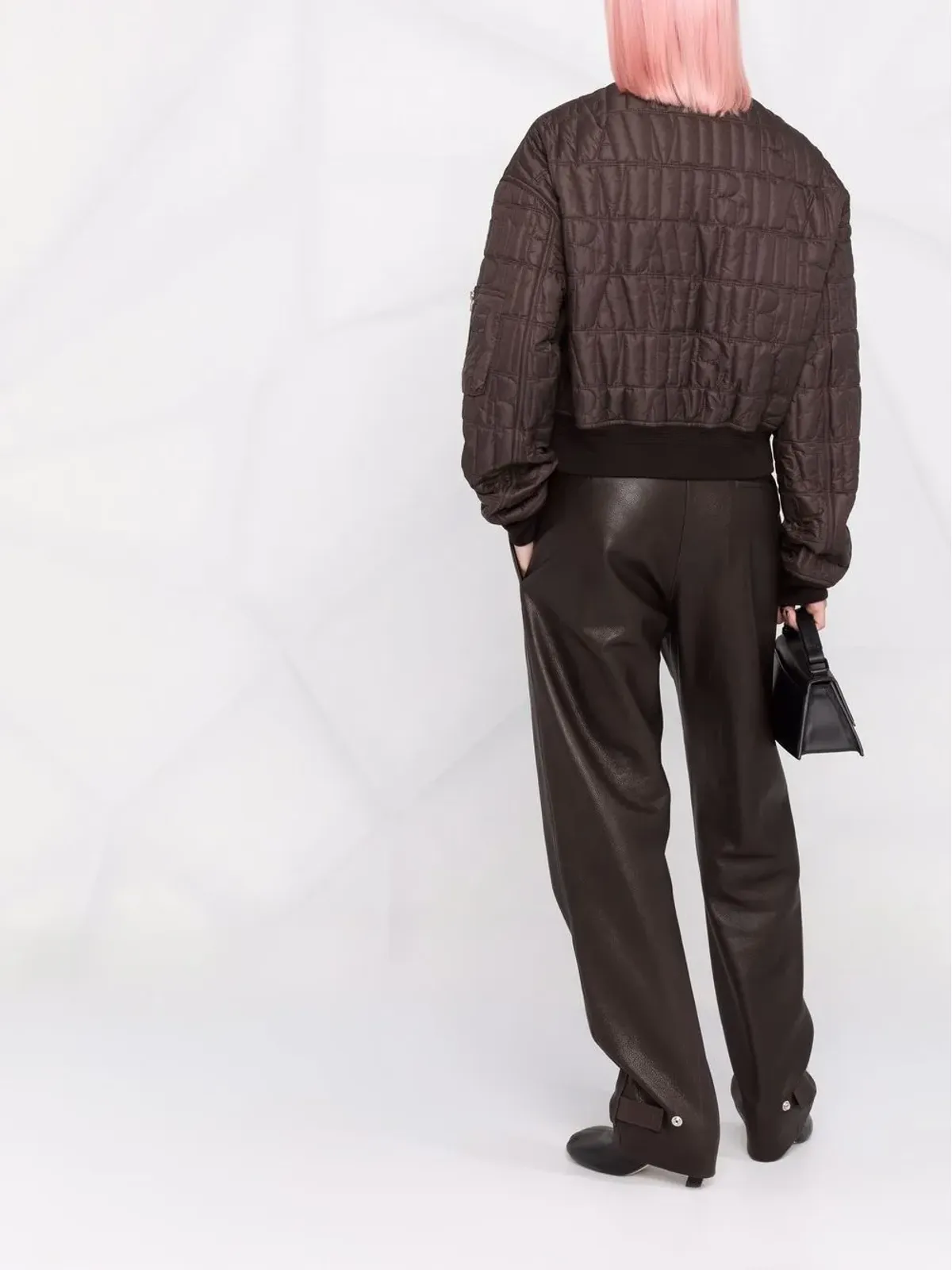 AMIRI クイルテッド クロップド ボンバー ジャケット ブラウン - 画像4