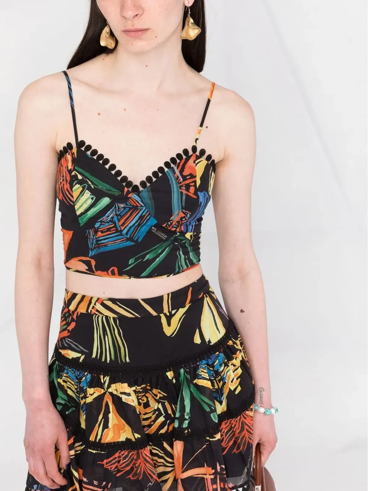 Charo Ruiz Ibiza モチーフプリント クロップトップ - ブラック - 画像5