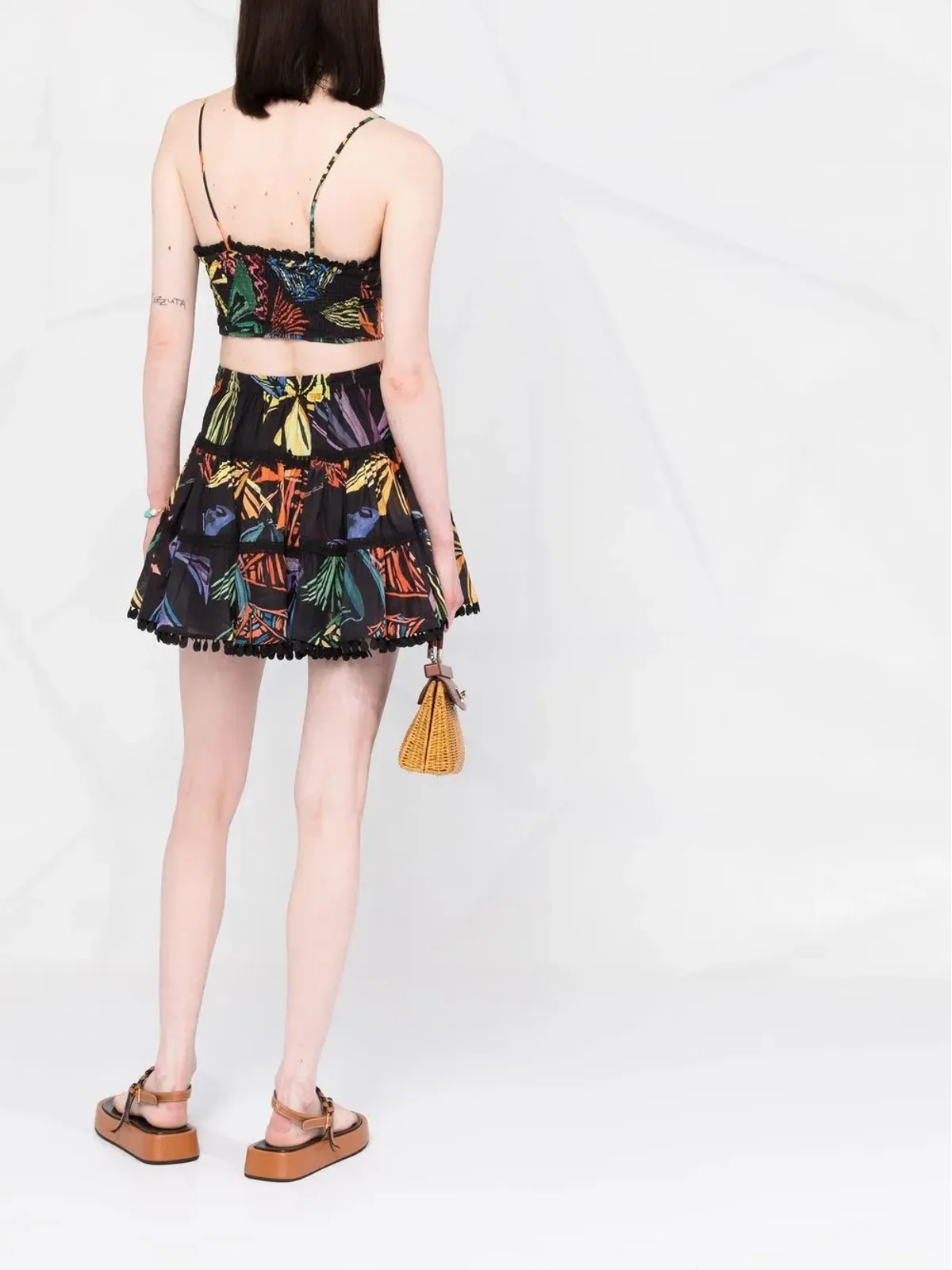 Charo Ruiz Ibiza モチーフプリント クロップトップ - ブラック - 画像4