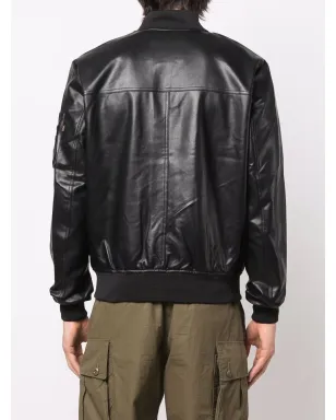 Alpha Industries ロゴパッチ付きフェイクレザー ボンバージャケット - サムネイル4