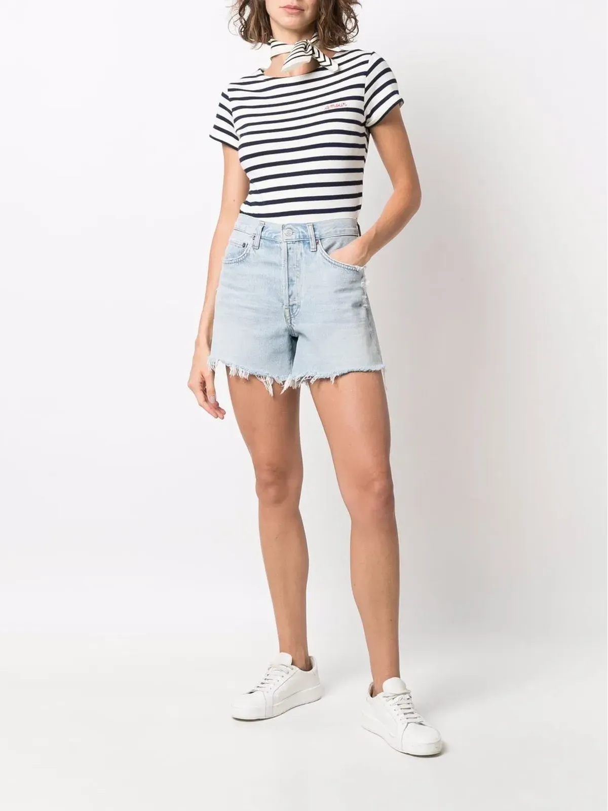 Maison Labiche オーガニックコットン ボーダーTシャツ（ホワイト） - 画像2