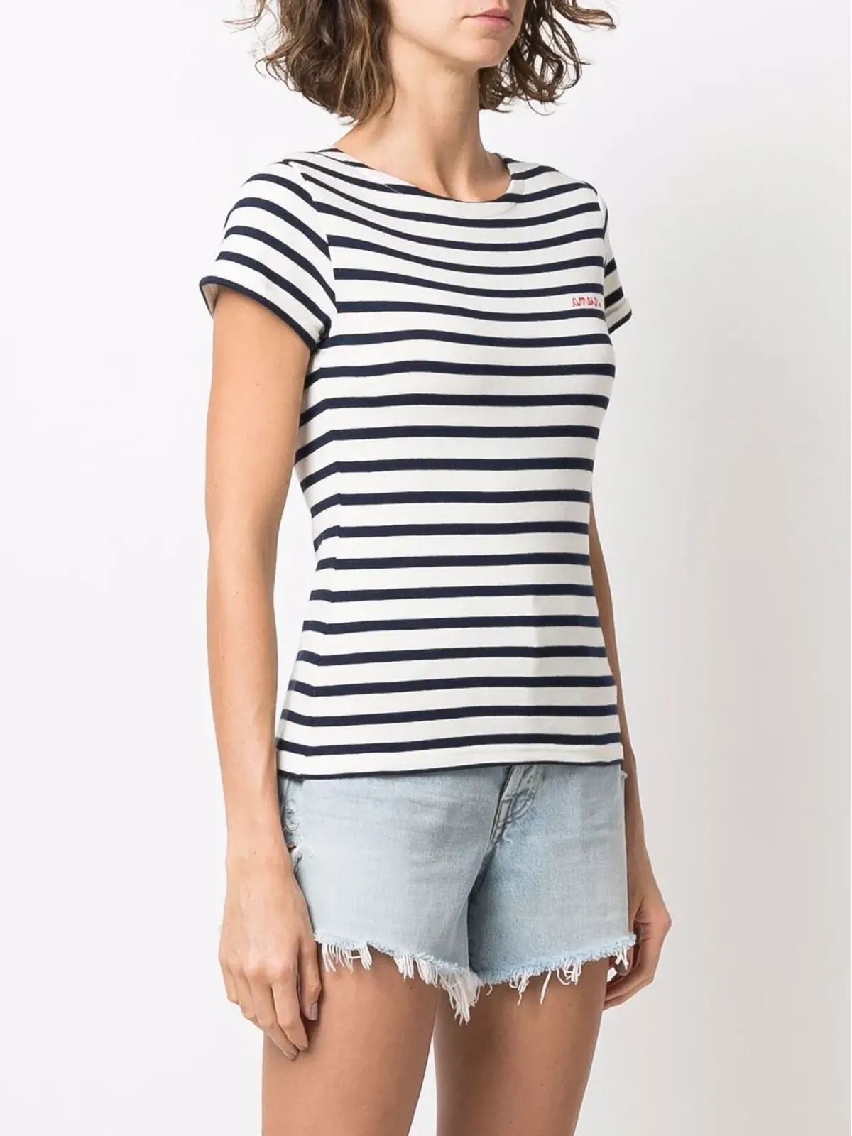 Maison Labiche オーガニックコットン ボーダーTシャツ（ホワイト） - 画像3