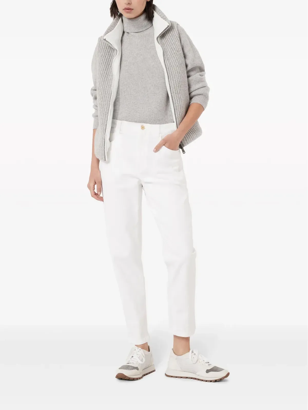 Brunello Cucinelli リブ編みパッド入りジレ - 画像2