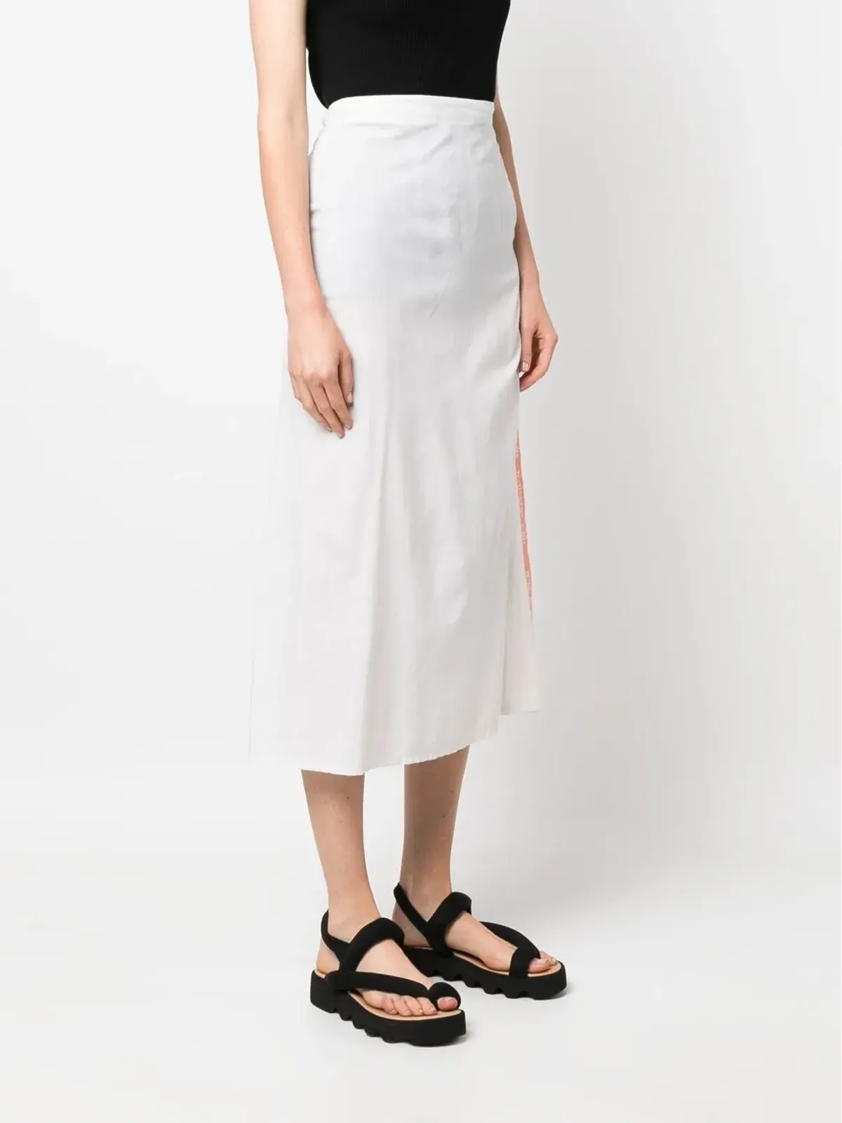 Yohji Yamamoto Pre-Owned ロゴテープ入りミディスカート - 画像3