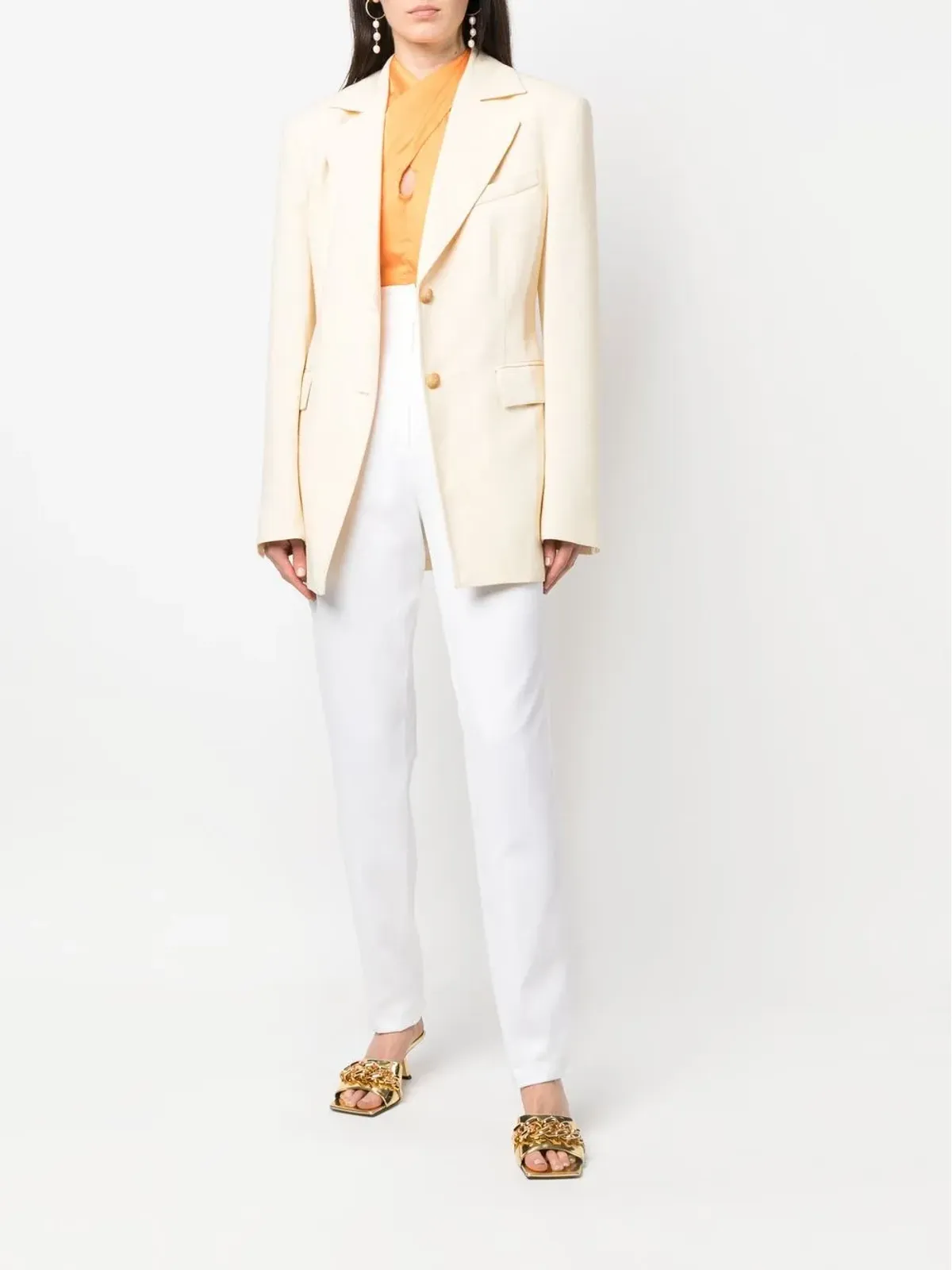 Versace Pre-Owned 2000s high-waisted straight-legged trousers - White - 画像2
