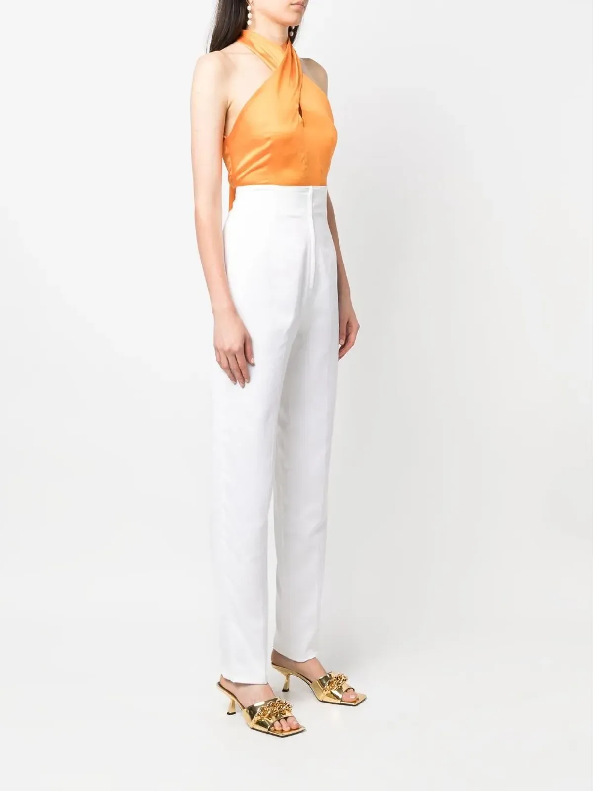 Versace Pre-Owned 2000s high-waisted straight-legged trousers - White - 画像3