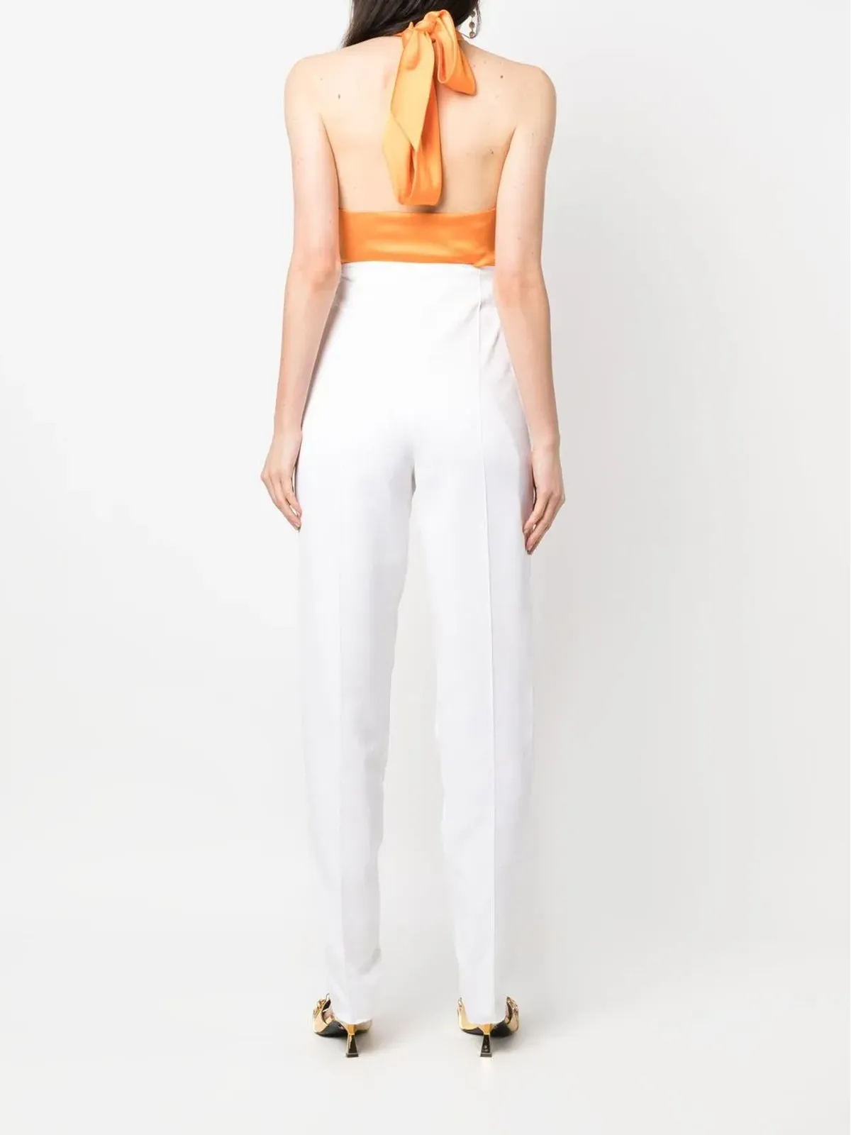 Versace Pre-Owned 2000s high-waisted straight-legged trousers - White - 画像4