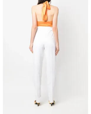 Versace Pre-Owned 2000s high-waisted straight-legged trousers - White - サムネイル4