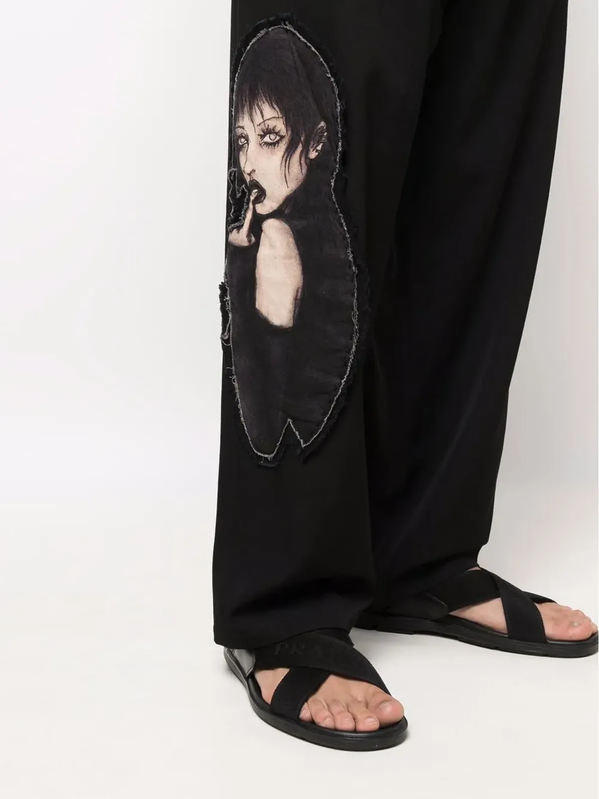 Yohji Yamamoto ドローストリング入りストレートパンツ ブラック - 画像5