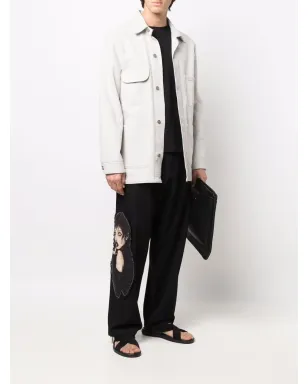 Yohji Yamamoto ドローストリング入りストレートパンツ ブラック - サムネイル2