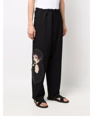 Yohji Yamamoto ドローストリング入りストレートパンツ ブラック - サムネイル3