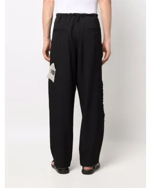 Yohji Yamamoto ドローストリング入りストレートパンツ ブラック - サムネイル4