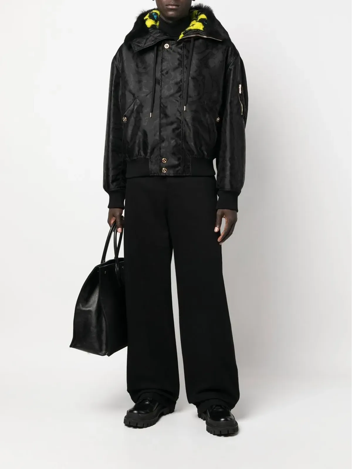 Versace バロック柄シアリングライニングジャケット - 画像2
