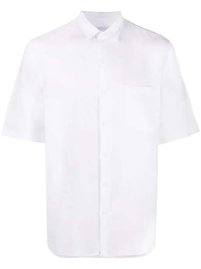 Sunspel Sunspel 半袖リネンシャツ（ホワイト）の商品画像