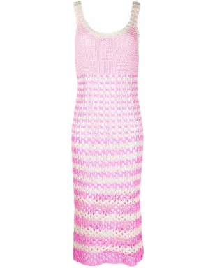 RED Valentino ストライプ柄クロシェニットワンピース - サムネイル1