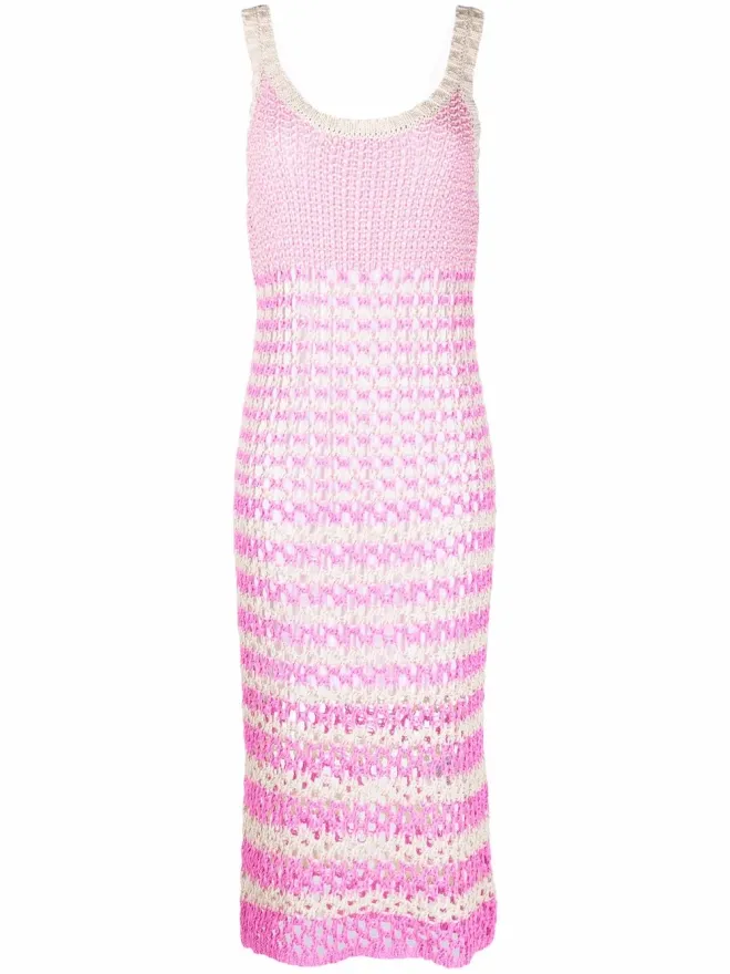 RED Valentino RED Valentino ストライプ柄クロシェニットワンピースの商品画像