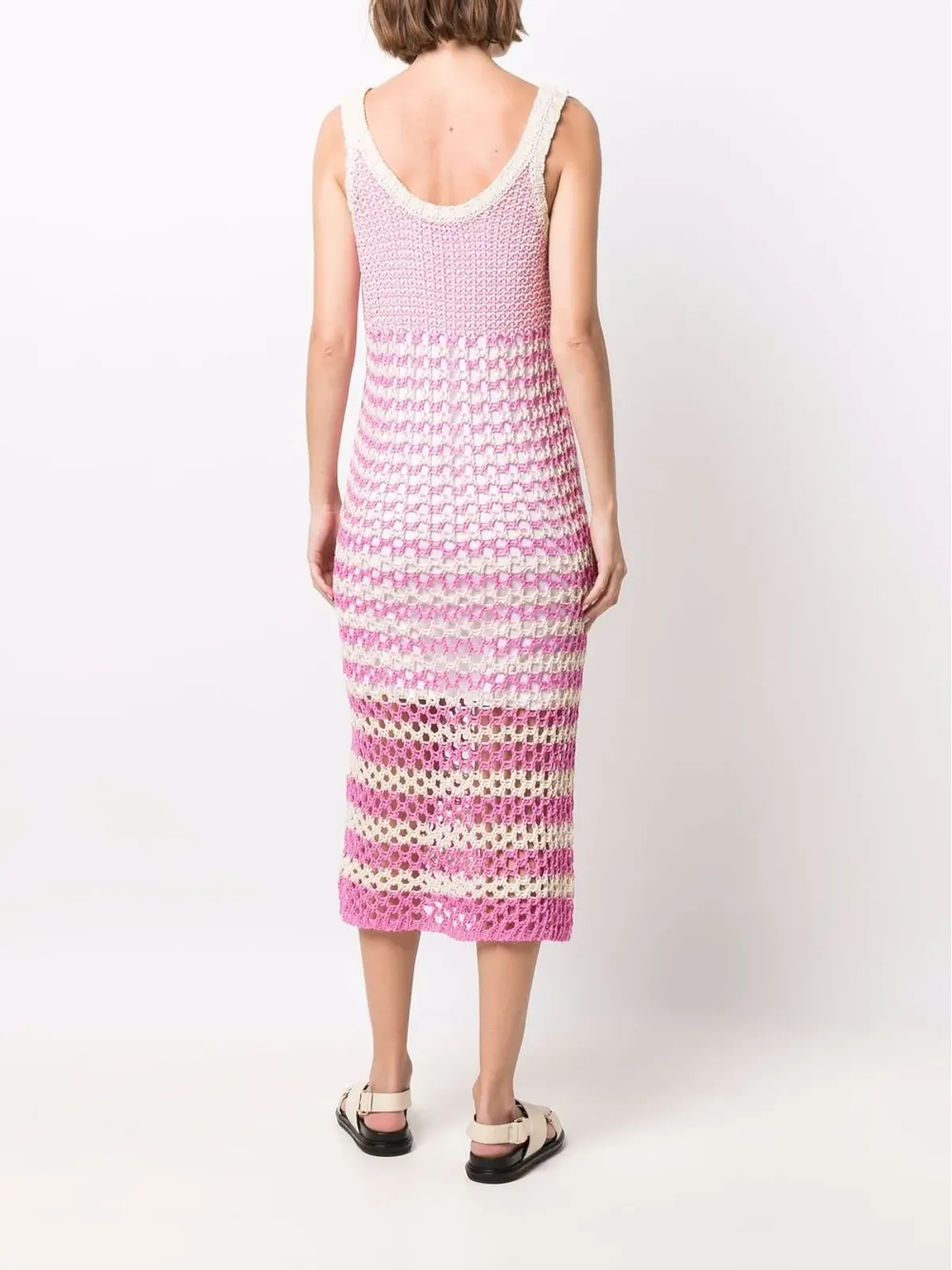 RED Valentino ストライプ柄クロシェニットワンピース - 画像4