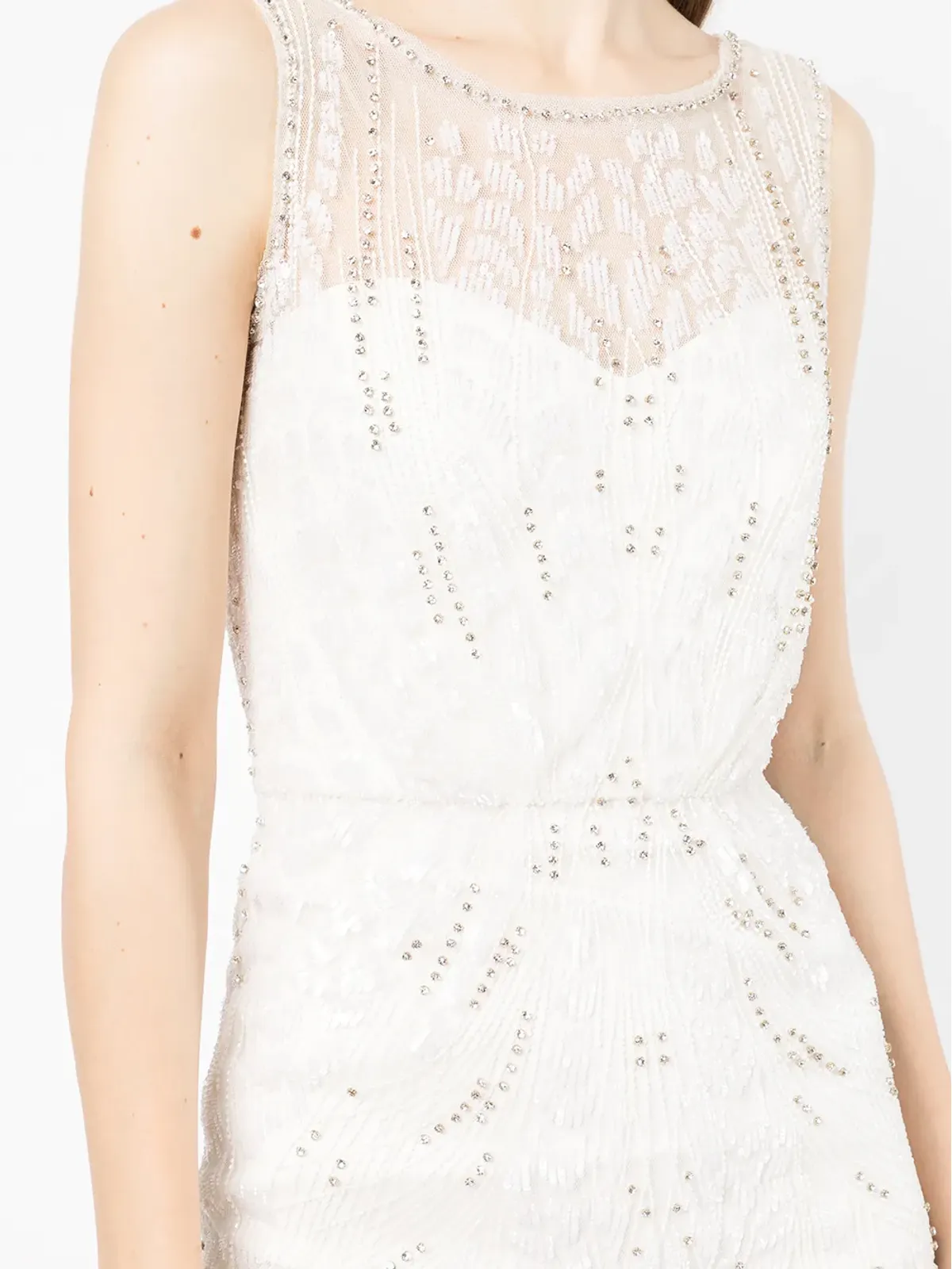 Jenny Packham クリスタル装飾刺繍フィットガウン ホワイト - 画像5
