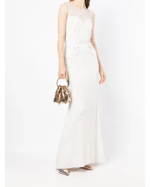 Jenny Packham クリスタル装飾刺繍フィットガウン ホワイト - サムネイル2