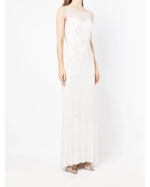 Jenny Packham クリスタル装飾刺繍フィットガウン ホワイト - サムネイル3