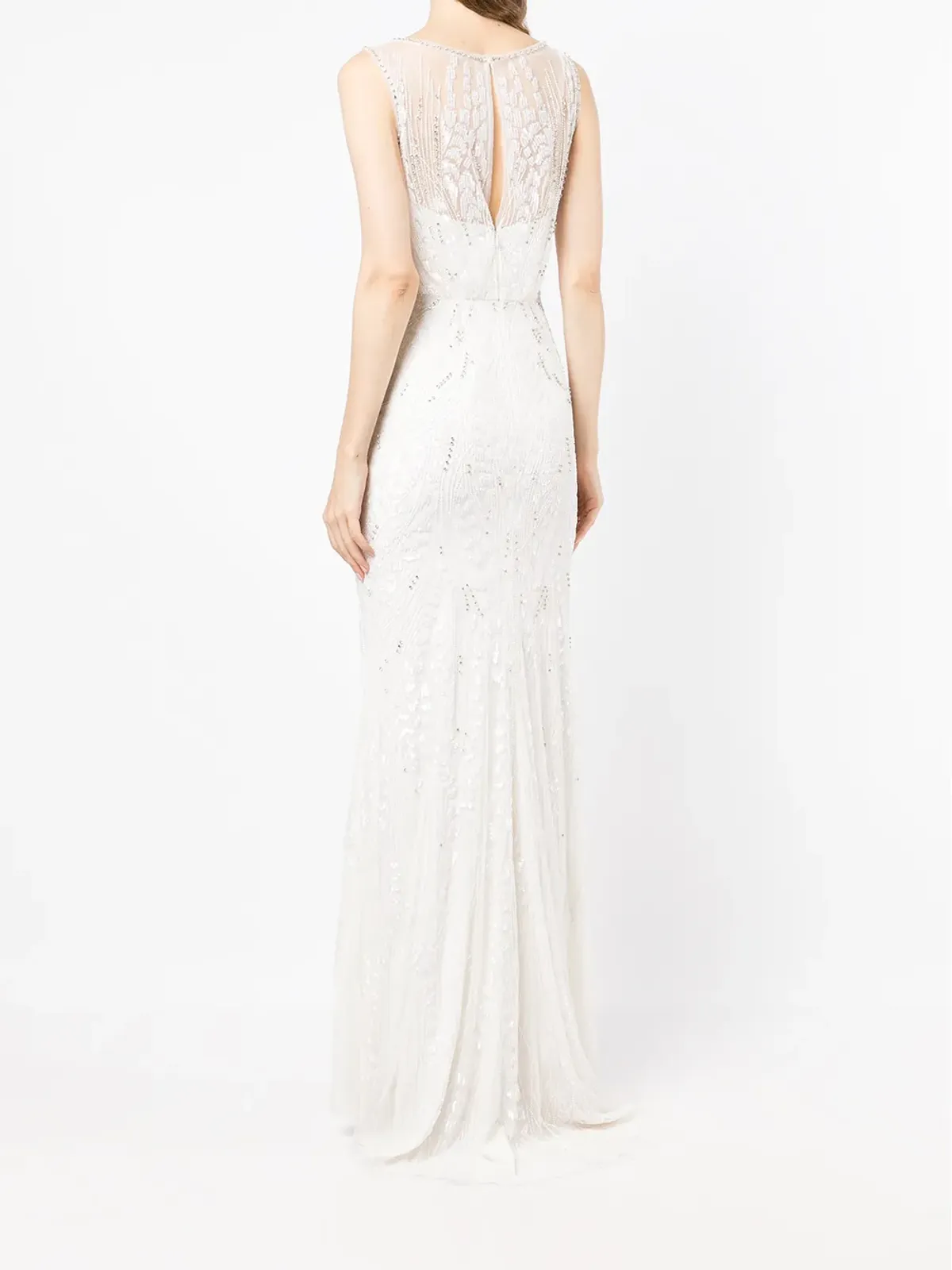 Jenny Packham クリスタル装飾刺繍フィットガウン ホワイト - 画像4