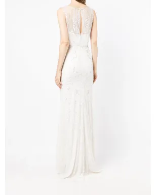 Jenny Packham クリスタル装飾刺繍フィットガウン ホワイト - サムネイル4
