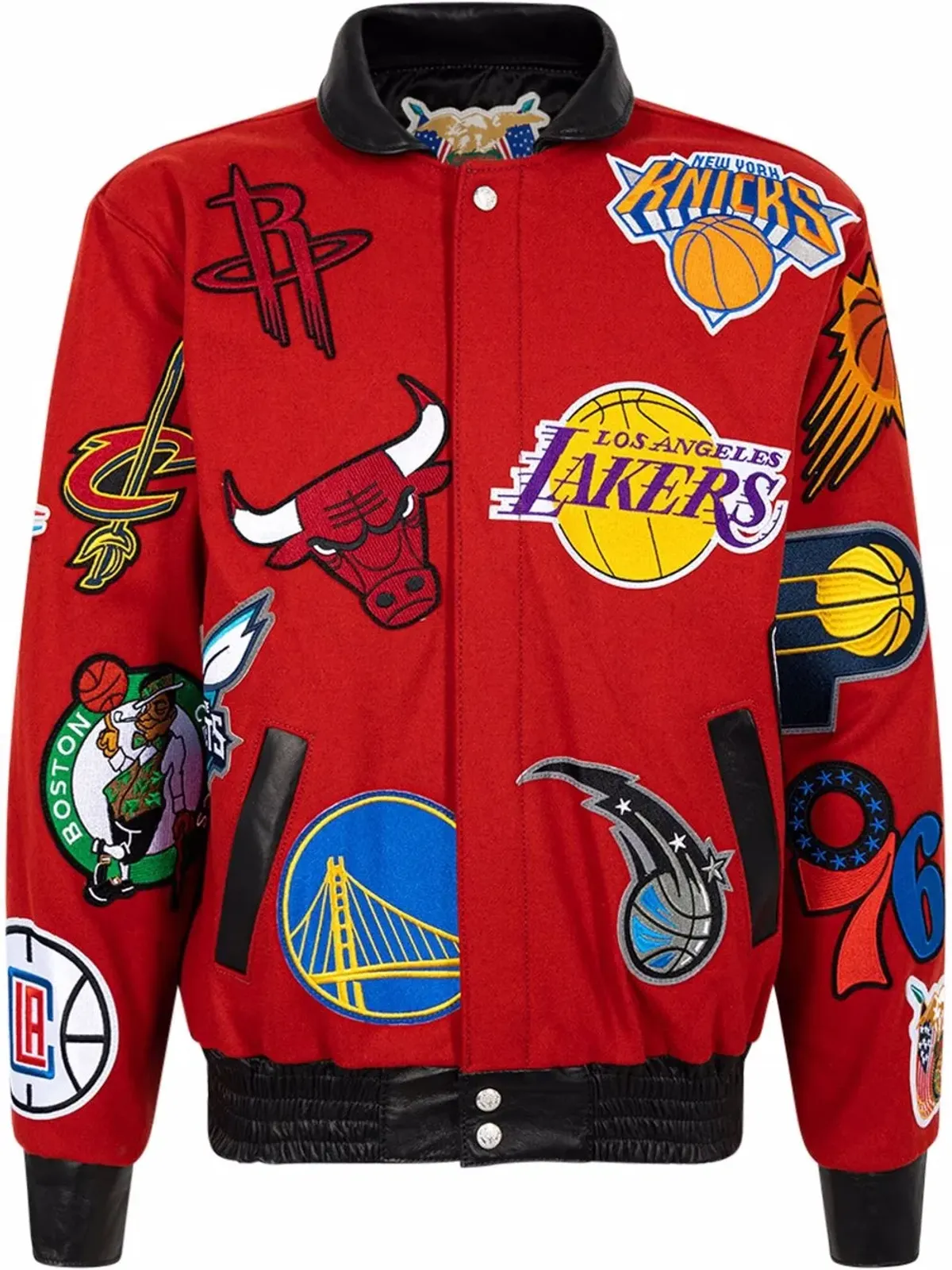 Jeff Hamilton NBA Collage wool bomber jacket - Red - 画像1