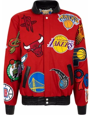 Jeff Hamilton NBA Collage wool bomber jacket - Red - サムネイル1