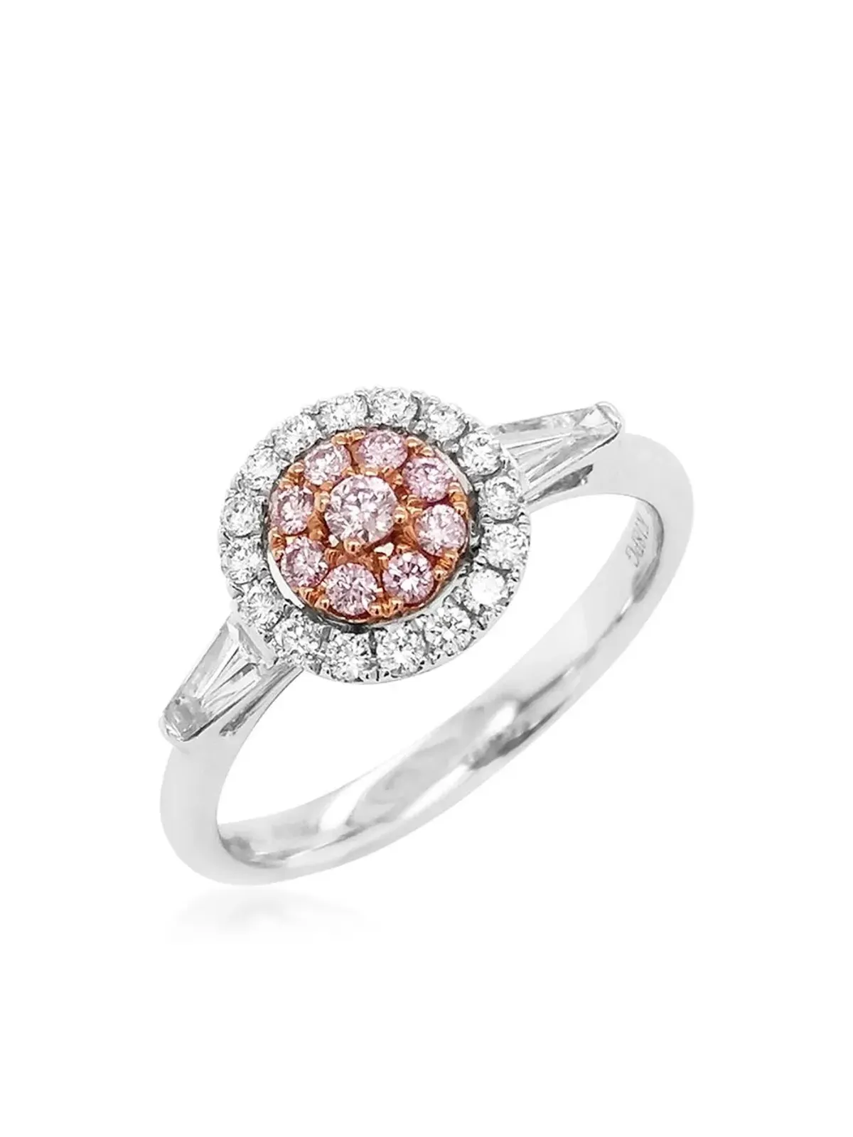 HYT Jewelry 18ktホワイトゴールド アーガイル ピンク ダイヤモンド エンゲージメントリング（シルバー） - 画像5
