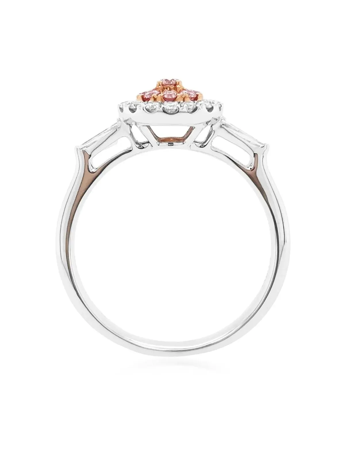 HYT Jewelry 18ktホワイトゴールド アーガイル ピンク ダイヤモンド エンゲージメントリング（シルバー） - 画像4