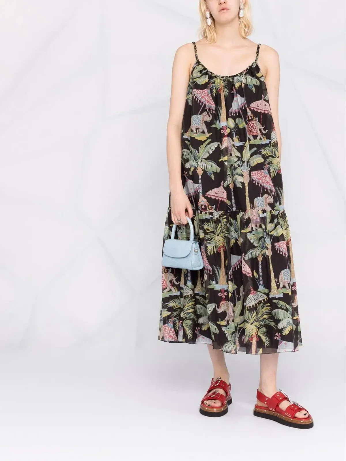 RED Valentino エレファントプリント ティアードドレス - ブラック - 画像2