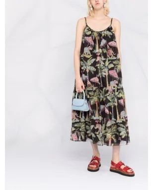 RED Valentino エレファントプリント ティアードドレス - ブラック - サムネイル2