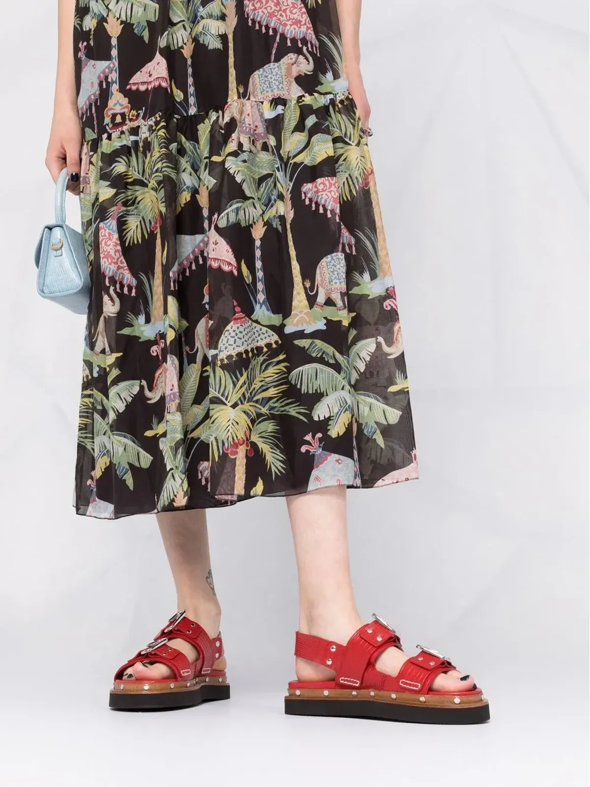 RED Valentino エレファントプリント ティアードドレス - ブラック - 画像3