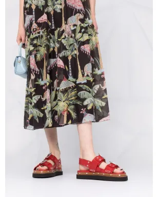 RED Valentino エレファントプリント ティアードドレス - ブラック - サムネイル3