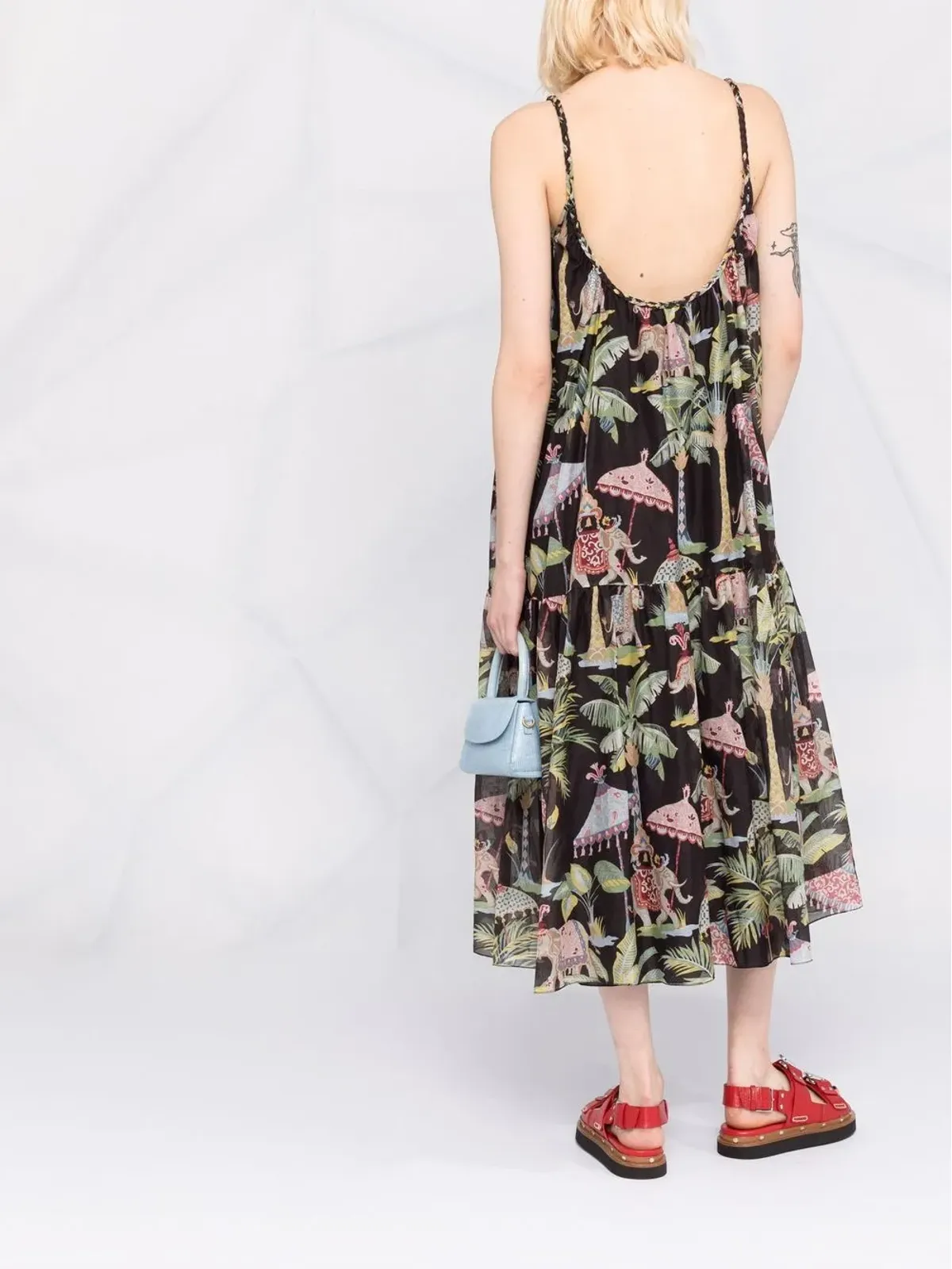 RED Valentino エレファントプリント ティアードドレス - ブラック - 画像4