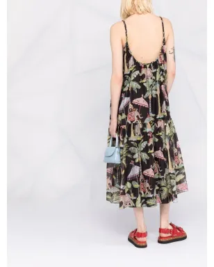 RED Valentino エレファントプリント ティアードドレス - ブラック - サムネイル4
