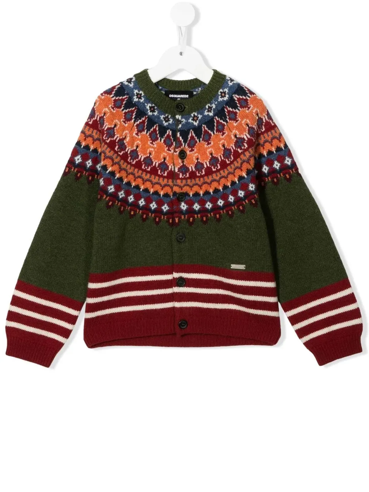 DSQUARED2 KIDS ボタンアップ式ニットカーディガン（グリーン） - 画像1