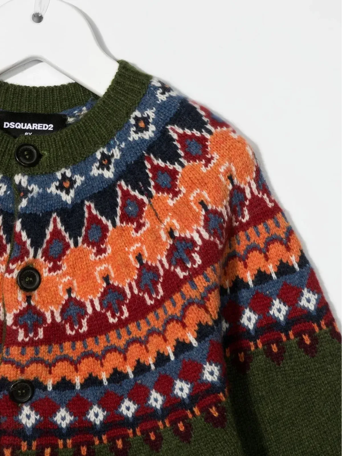 DSQUARED2 KIDS ボタンアップ式ニットカーディガン（グリーン） - 画像3