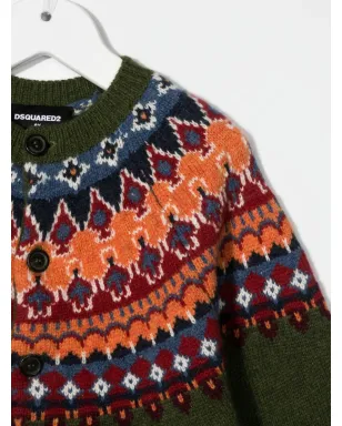 DSQUARED2 KIDS ボタンアップ式ニットカーディガン（グリーン） - サムネイル3