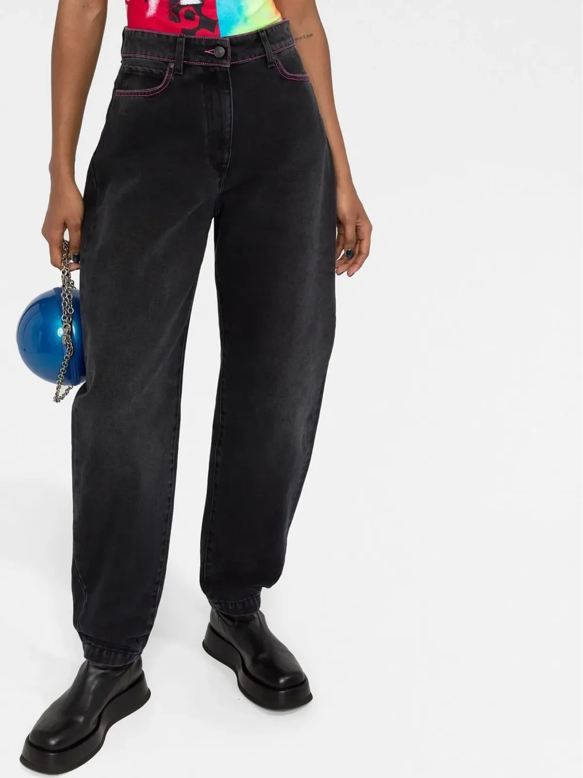 MSGM バレルレッグ ハイウエスト ジーンズ - 画像5