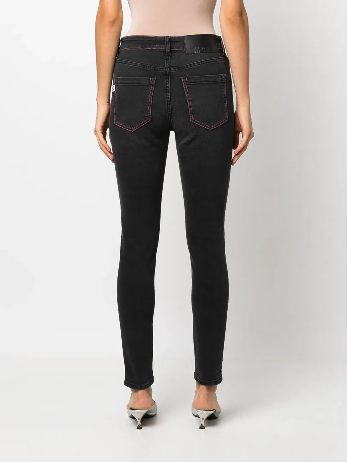 MSGM トーンステッチ スキニージーンズ ブラック - 画像4