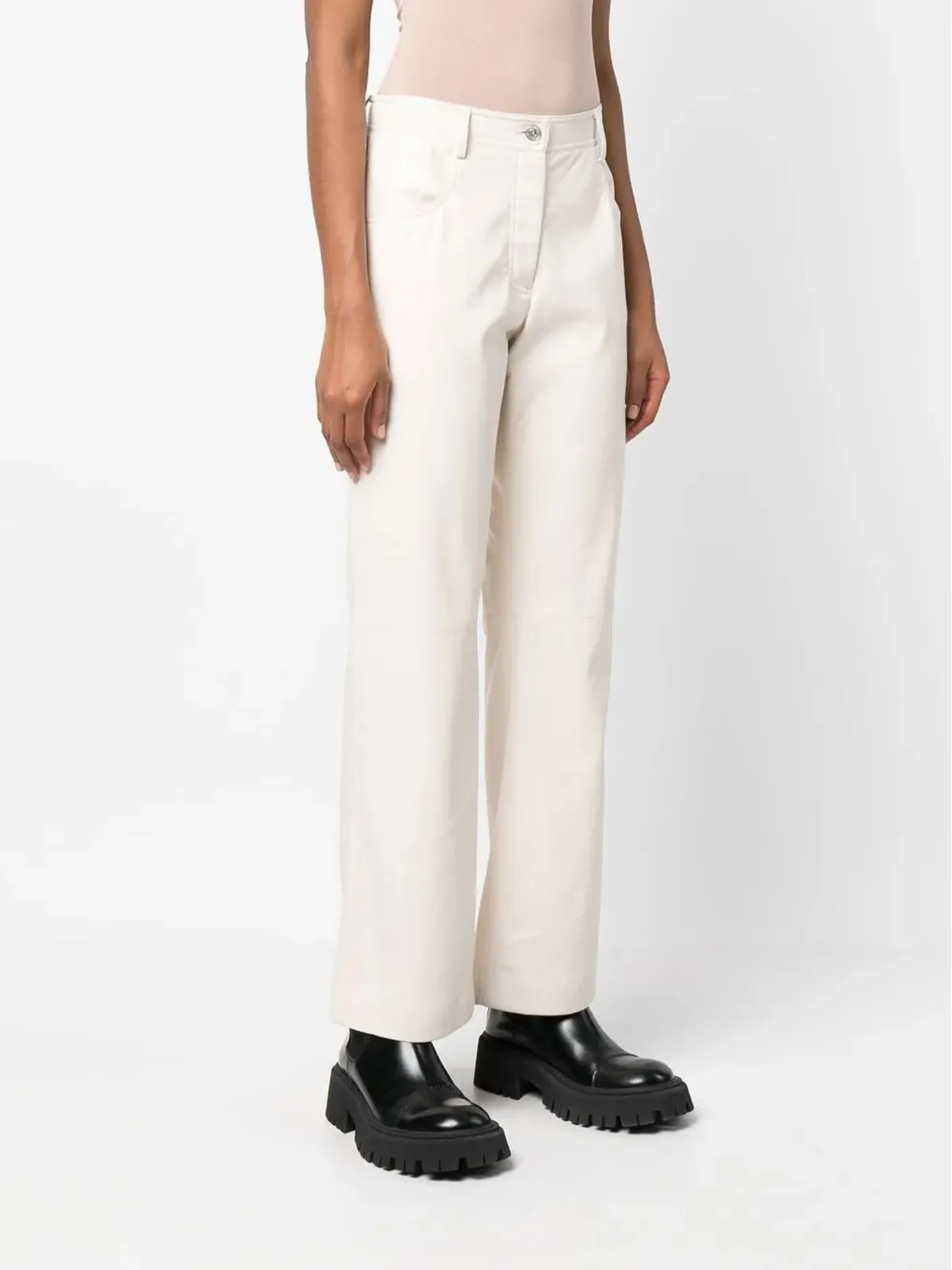 MSGM ハイウエスト フェイクレザー パンツ - 画像3