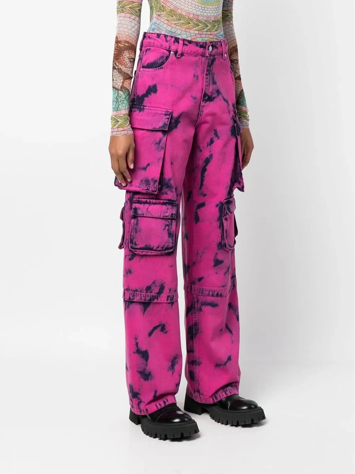 MSGM ツートーン・アシッドウォッシュ ジーンズ ピンク - 画像2