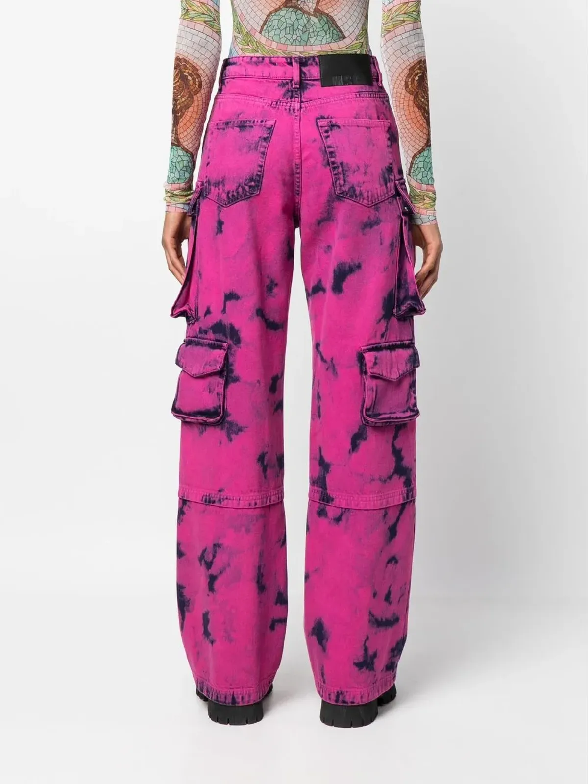 MSGM ツートーン・アシッドウォッシュ ジーンズ ピンク - 画像3