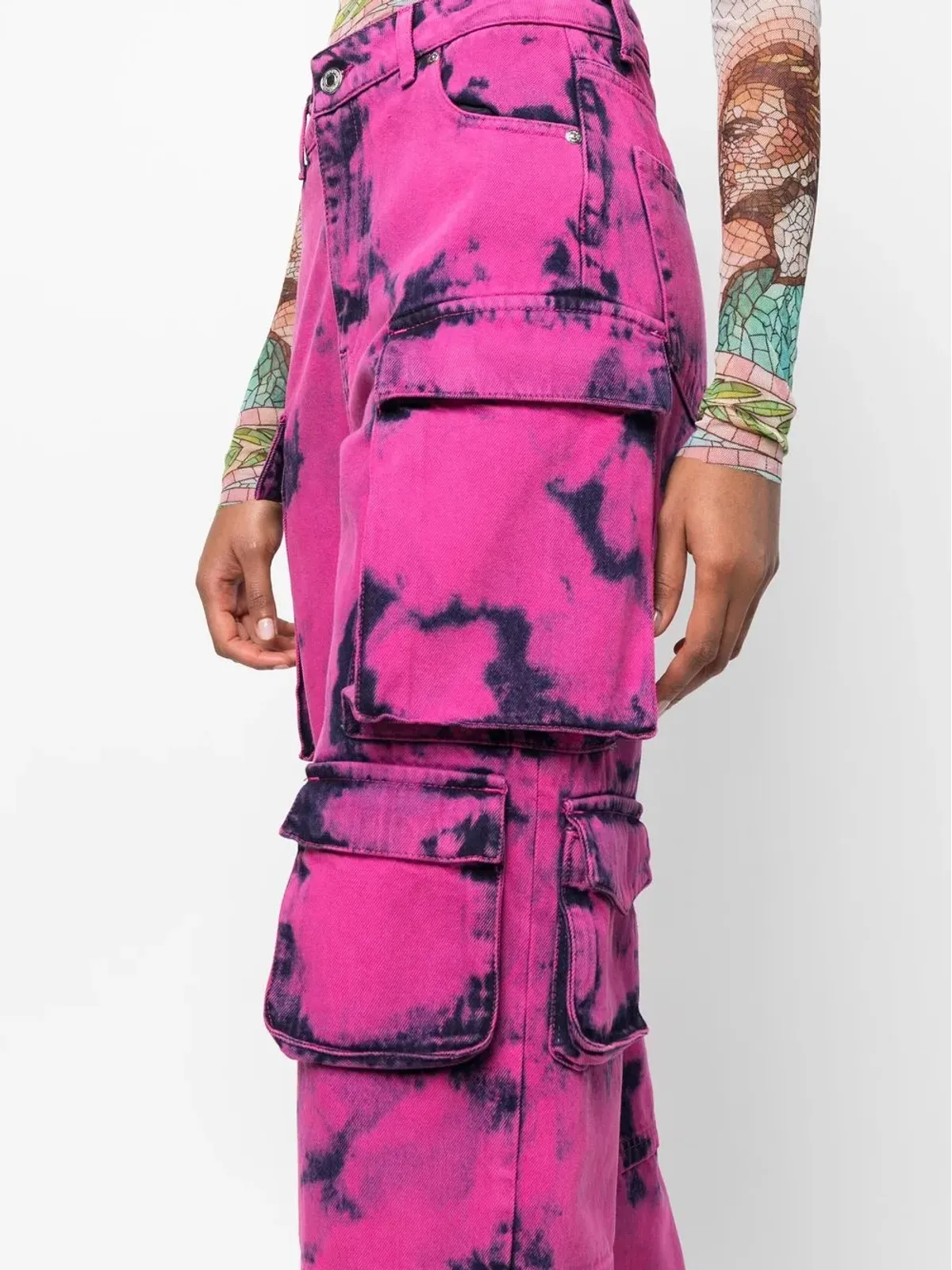 MSGM ツートーン・アシッドウォッシュ ジーンズ ピンク - 画像4