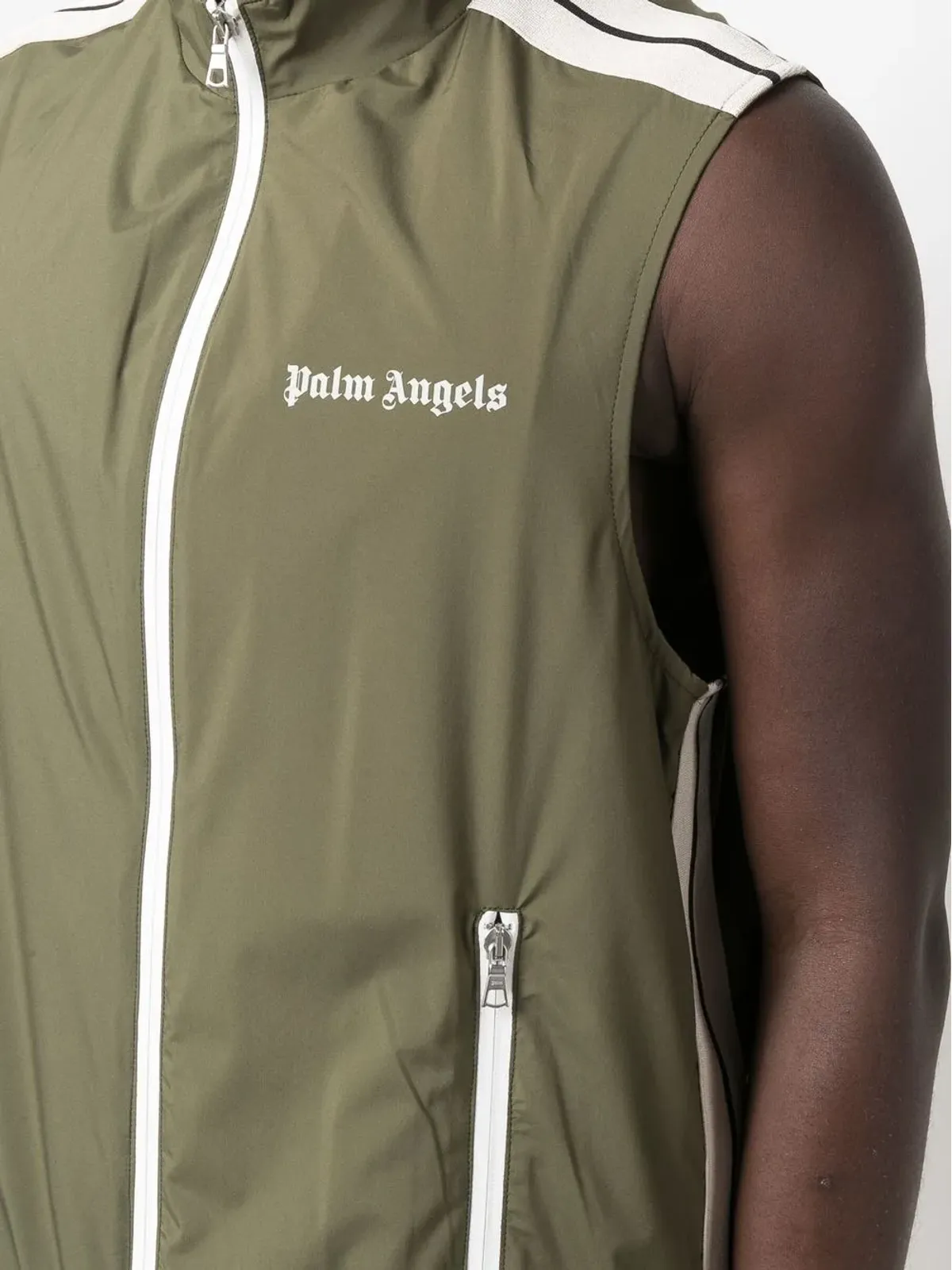 Palm Angels ストライプトリム ジレジャケット - グリーン - 画像5