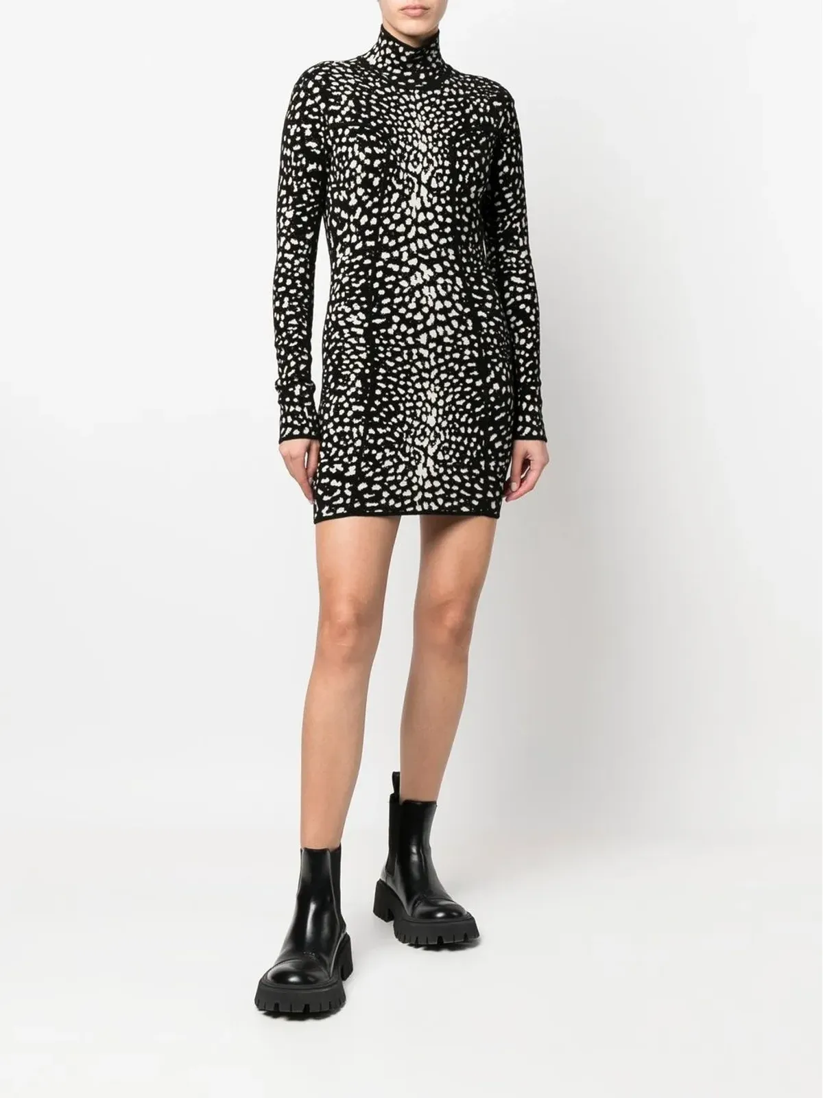 Roberto Cavalli leopard jacquard mini dress - Black - 画像3