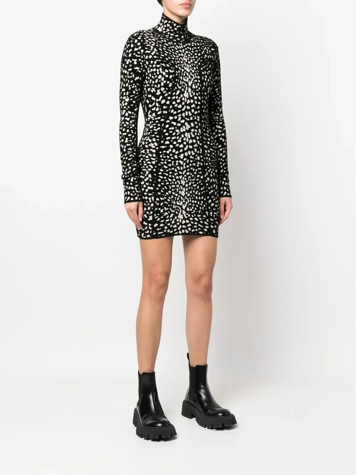 Roberto Cavalli leopard jacquard mini dress - Black - 画像4